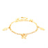 The Hamsa Hand and Butterfly Charm Bracelet and Anklet features delicate small hanging charms, including butterflies and Hamsa hand symbols on a 14k gold-filled bracelet set against a white background.